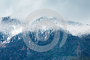 Beautiful Alpine mountains. Winter landscape.