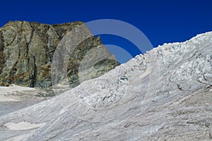 Beautiful alps glacier on rocky mountain range