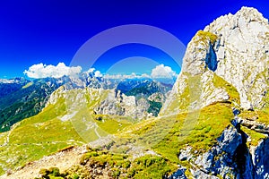 Beautiful alps landscape. Beautiful majestic mountain peaks.