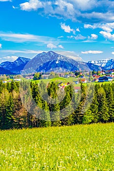Beautiful Alps Mountains scenery at nice spring day Austria Germany border