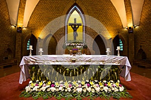 Beautiful altars of Catholic church in Thailand