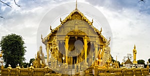 Beautiful and Amazing Golden Buddhist temple at Wat Paknam Jolo