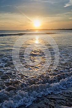 Beautiful amazing landscape of ocean during sunset time on the beach