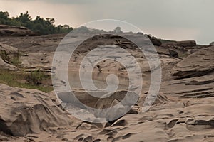 Beautiful amazing of rocks, Natural of rock canyon in mekhong river