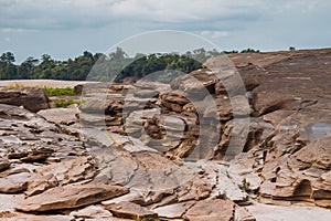 Beautiful amazing of rocks, Natural of rock canyon in mekhong river