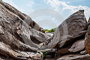 Beautiful amazing of rocks, Natural of rock canyon in mekhong river