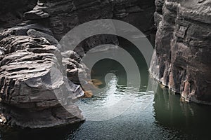 Beautiful amazing of rocks, Natural of rock canyon in mekhong river