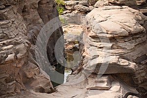 Beautiful amazing of rocks, Natural of rock canyon in mekhong river