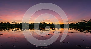 beautiful amazon river during a perfect sunrise in high resolution