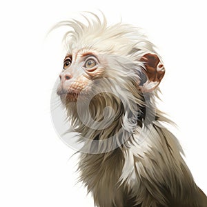 Beautiful Ambient Occlusion Style Monkey Painting On White Background