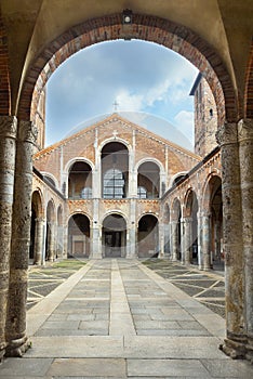 ambrosian basilica in milan italy photo