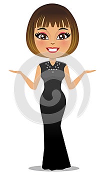 A beautiful american/ European woman in an evening gown - Vector