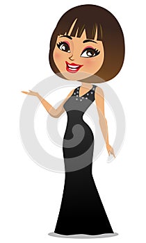 A beautiful american/ European woman in an evening gown - Vector