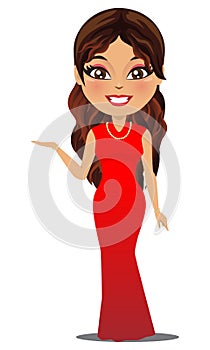 A beautiful american/ European woman in an evening gown - Vector