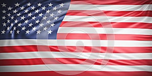 Beautiful American Flag Wave Close Up for Memorial Day or 4th of July on banner background with copy space.,3d model and