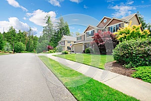 Beautiful American street with walkway.