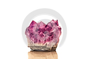 Beautiful amethyst druse close-up on white background -violet va