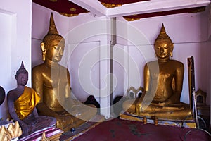 Beautiful ancient buddha and antique deity old angel of Wat Mahathat Worawihan temple for thai people travelers travel visit and