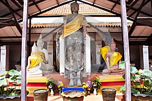 Beautiful ancient buddha and antique deity old angel of Wat Mahathat Worawihan temple for thai people travelers travel visit and