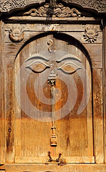 Beautiful ancient door inside the Nasal Chowk Courtyard of Hanuman Dhoka Durbar