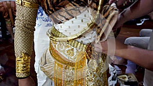 Beautiful ancient dress in the show Khon performing Thai classical dance