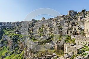 Beautiful ancient ghost town of Matera Sassi di Matera in beau