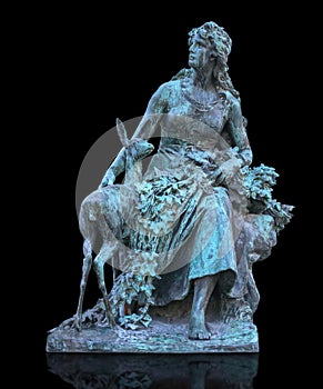 A beautiful ancient monument, on the territory of the castle in Budapest