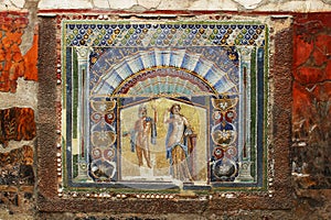 Beautiful ancient mosaic from Herculaneum Fresco of Neptune