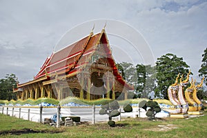 Beautiful ancient ordination hall or beauty antique ubosot for local thai people travel visit respect praying blessing wish buddha