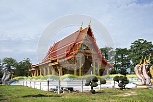 Beautiful ancient ordination hall or beauty antique ubosot for local thai people travel visit respect praying blessing wish buddha