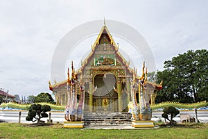 Beautiful ancient ordination hall or beauty antique ubosot for local thai people travel visit respect praying blessing wish buddha