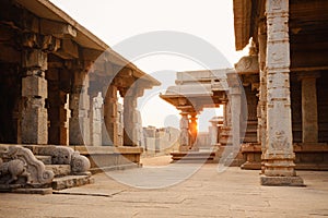 Beautiful ancient ruins of Hazara Rama temple in Hampi