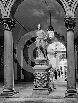 The beautiful ancient statue of Baccio Bandinelli, Orfeo and Cerbero 1519 Palazzo Medici Riccardi Florence, Italy