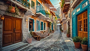 Beautiful ancient street in Marmaris TÃ¼rkiye photo