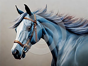 Beautiful animal portrait of a dinamic white horse photo