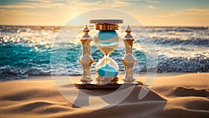 Beautiful antique balance the sand relax harmony summer timer sunset