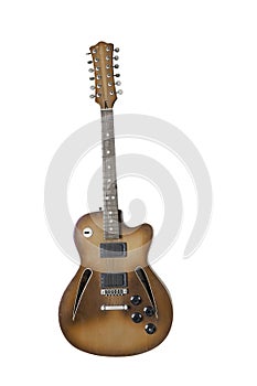 Beautiful antique electric guitar with clipping path isolated on white