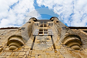 Beautiful antique facade in the village of Excideuil, Dordogne ,