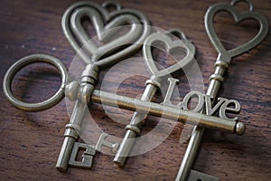 Beautiful Antique Keys with the word Love