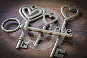 Beautiful Antique Keys with the word Love