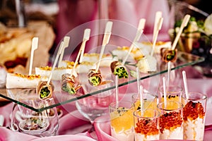 Beautiful appetizer on a wedding table