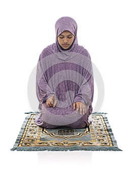 Beautiful Arabic Muslim Girl Praying for Allah Wearing Muslim Clothes