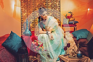 Beautiful arabic style bride in ethnic clothes