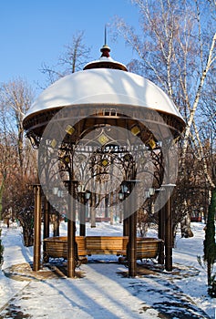Beautiful arbor in winter park