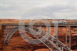 Beautiful arch Glen Canyon Dam Bridge over the Colorado river