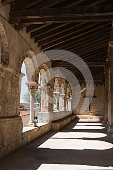 Beautiful archade at San Salvador church, Sepulveda. Porticoed gallery