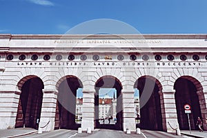 beautiful arched Outer Gates between Heldenplatz and ringstrasse in Wien. View of Ausseres Burgtor