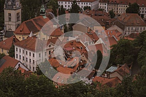 Beautiful architectura of Ljubljana, Slovenia city center. Green capital of Europe