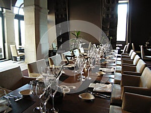 Beautiful architectural room dining table winetasting