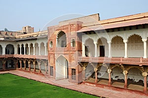 Beautiful architecture of Agra fort,famous landmark,unesco heritage